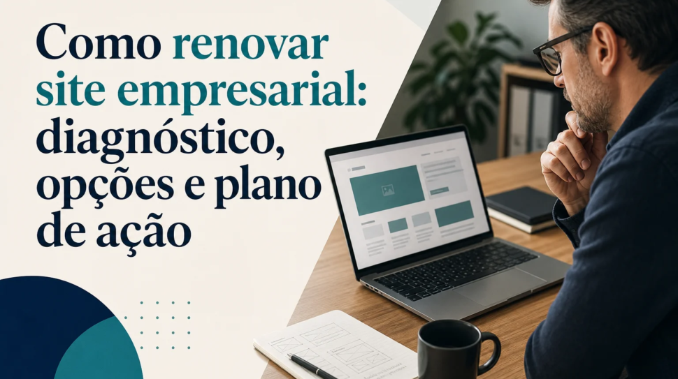 Capa editorial do artigo “Como renovar site empresarial: diagnóstico, opções e plano de ação”