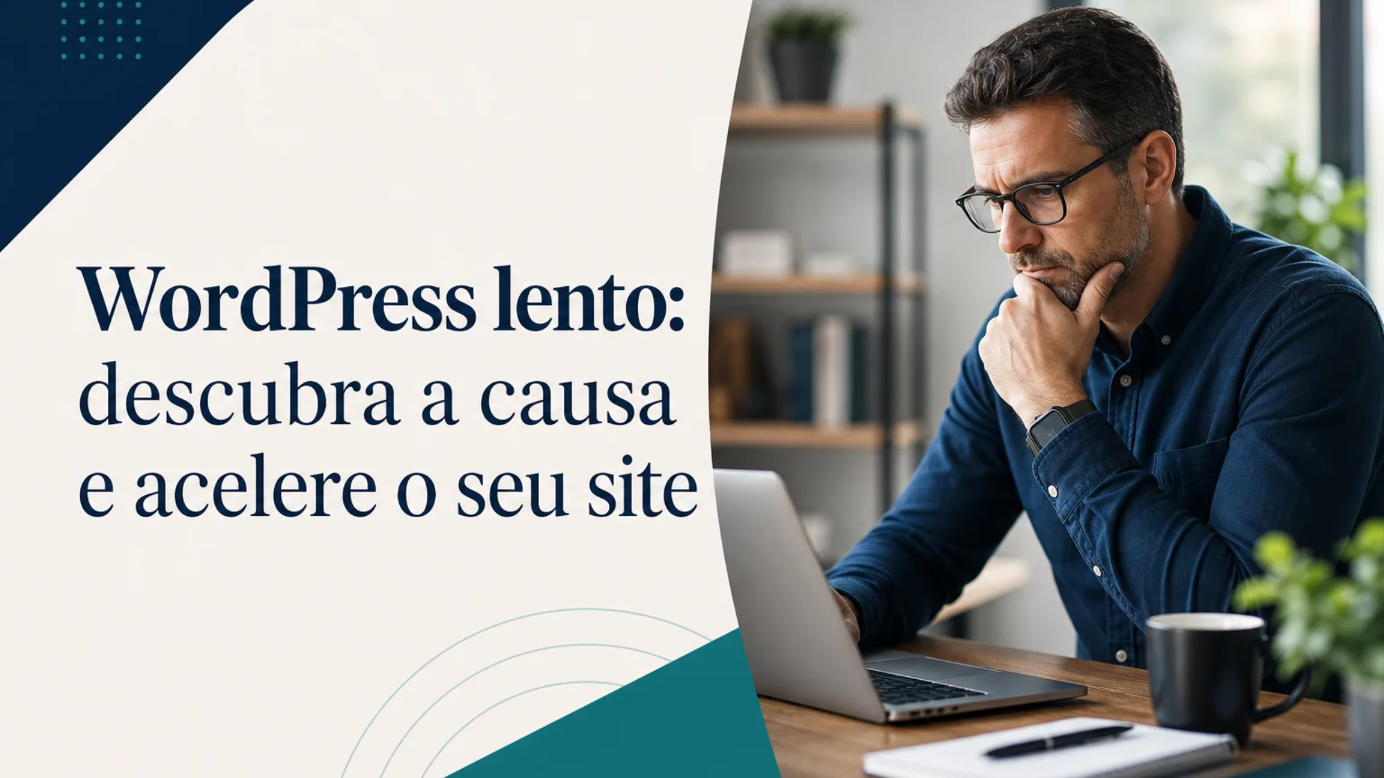 Capa editorial do artigo “WordPress lento: descubra a causa e acelere o seu site”