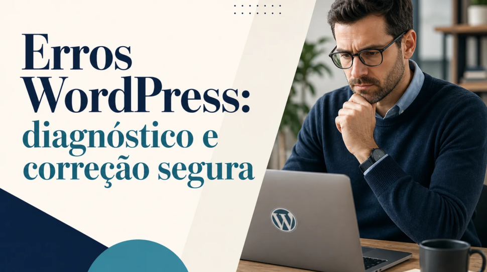 Capa editorial do artigo “Erros WordPress: diagnóstico e correção segura”